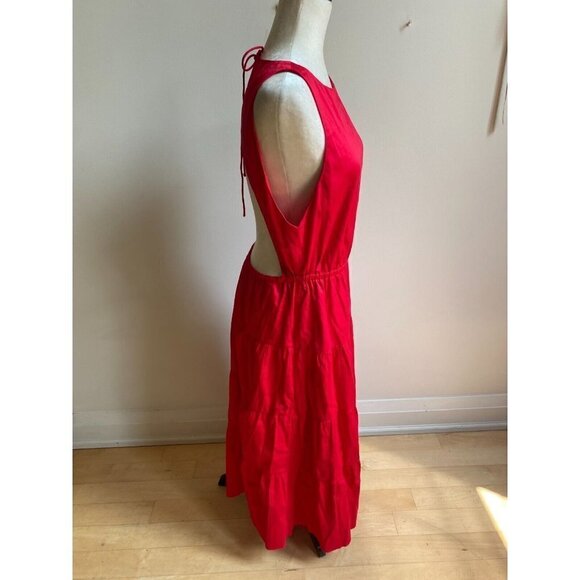 Alice + Olivia NEW womens red "Hartley" dress BNWT open back tiered midi - Picture 5 of 8
